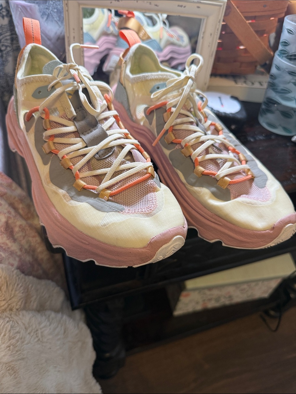 Sorel Kinetic breakthru tech lace Sneaker in chalk/eraser pink.  Like new